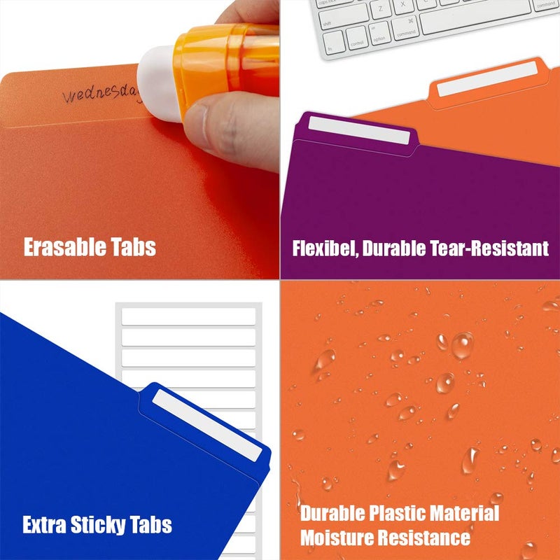 Sooez 36 Pack Plastic File Folders Colored with Sticky Labels, Sooez Heavy Duty Letter Size Colored File Folders with Erasable 1/3-Cut Tab, Stronger Than Manila File Folder, Perfect for File Organization - Image 4
